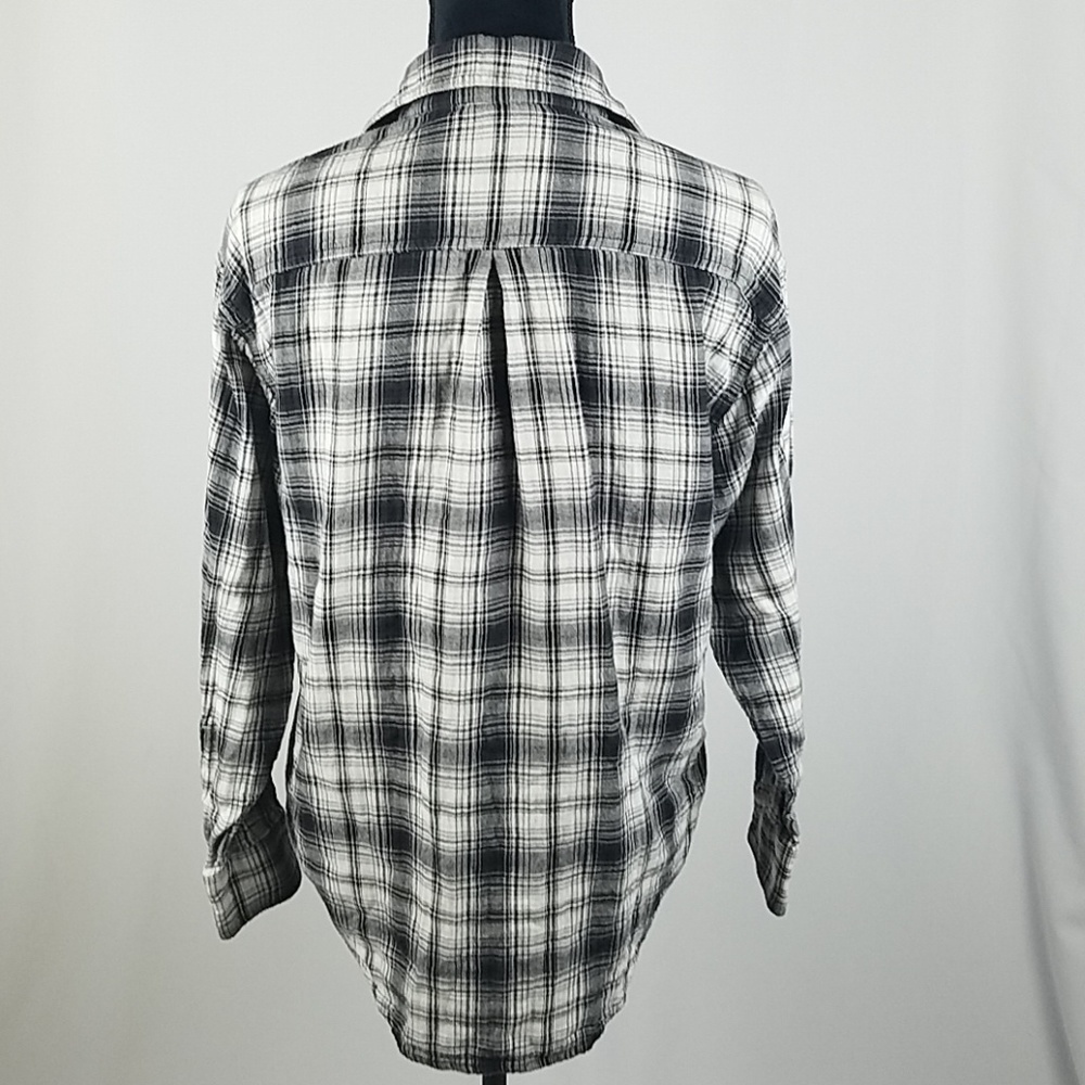 Vince women S plaid blouse long sleeve button down top cotton western cowgirl - Picture 4 of 6